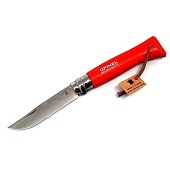 Нож Opinel серии Colored Tradition N°08 inox, красный,с темляком