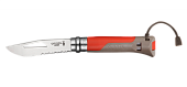 Нож Opinel серии Specialists Outdoor №08, клинок 8,5см., нерж.сталь, пластик, свисток+темляк, красны