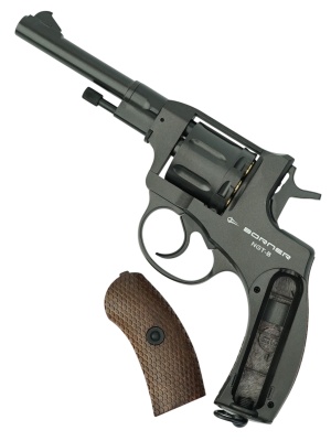 Пневматический револьвер Borner NGT-B (Наган) Black, 4,5мм.